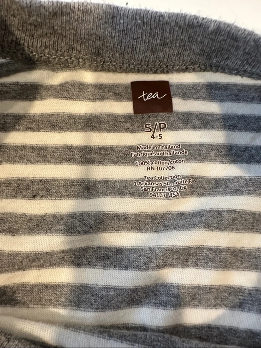 Tea Collection Kids Grey Striped Seal Polka Dot Cotton‎ T-Shirt Size 4-5